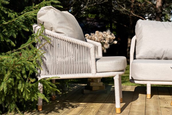 "Верона" лаунж-зона 5-местная плетеная из роупа (веревки), каркас алюминиевый белый, роуп бежевый — изображение 4