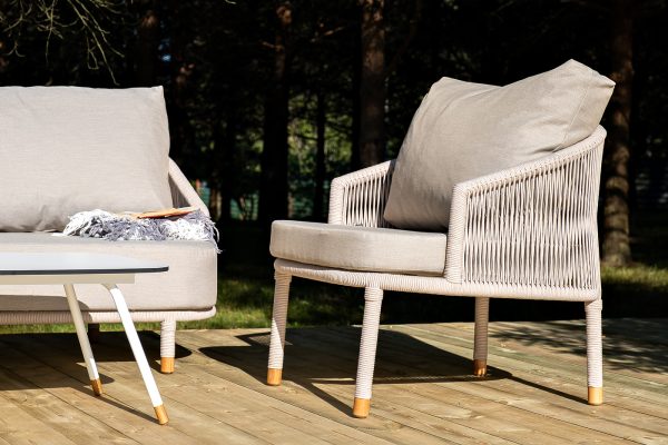 "Верона" лаунж-зона 5-местная плетеная из роупа (веревки), каркас алюминиевый белый, роуп бежевый — изображение 5