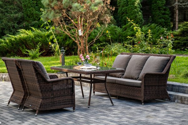 "Гляссе" обеденная группа из искусственного ротанга, цвет коричневый — изображение 5