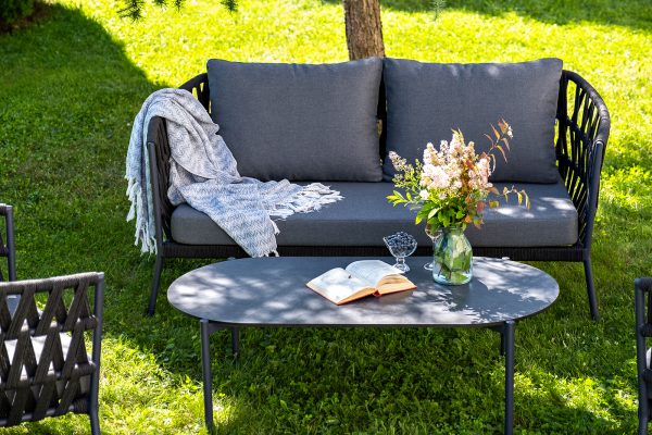 "Диего" лаунж-зона 4-местная плетеная из роупа (веревки), каркас алюминиевый темно-серый, роуп темно-серый — изображение 4