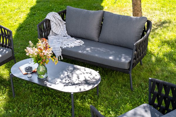 "Диего" лаунж-зона 4-местная плетеная из роупа (веревки), каркас алюминиевый темно-серый, роуп темно-серый — изображение 5