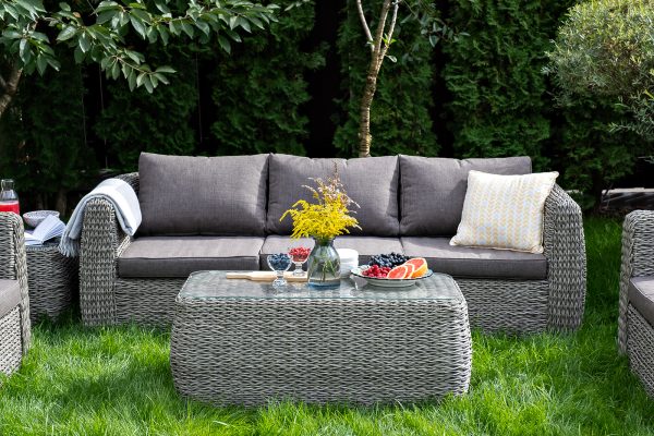 "Кальяри" журнальный столик из искусственного ротанга (гиацинт), цвет серый — изображение 4