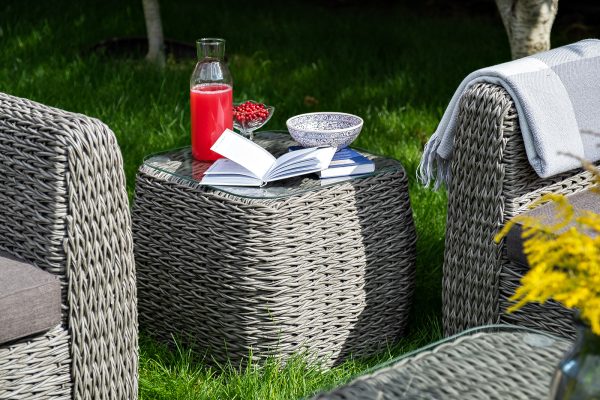 "Кальяри" кофейный столик из искусственного ротанга (гиацинт), цвет серый — изображение 4