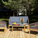 "Канны" лаунж-зона 4-местная из роупа со столиком "Канны" (серый гранит)