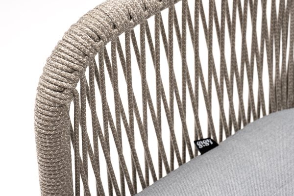 "Лион" стул плетеный из роупа, каркас из стали светло-серый (RAL7035) муар, роуп серый меланж круглый, ткань светло-серая — изображение 5