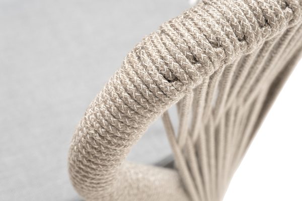 "Милан" стул плетеный из роупа, каркас алюминий светло-серый (RAL7035) муар, роуп серый меланж круглый, ткань светло-серая — изображение 5