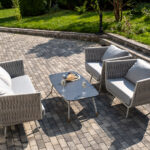 "Монако" лаунж-зона 4-местная из роупа со столом "Верона" (серый гранит)