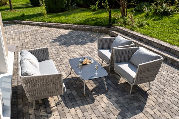 "Монако" лаунж-зона 4-местная из роупа со столом "Верона" (серый гранит)