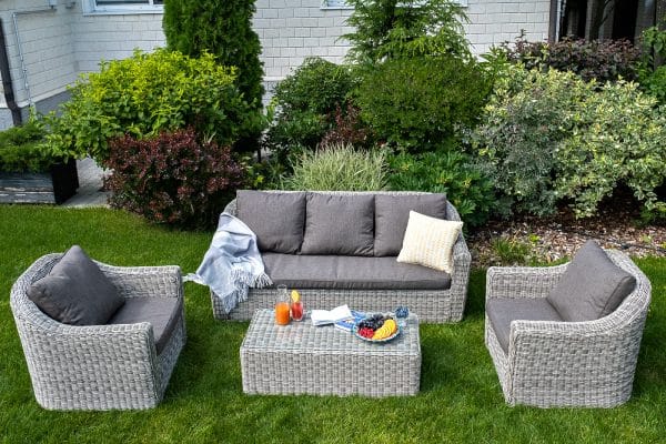 "Фабриция" диван из искусственного ротанга трехместный, цвет серый — изображение 4