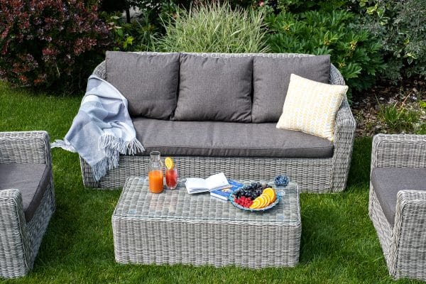 "Фабриция" диван из искусственного ротанга трехместный, цвет серый — изображение 5