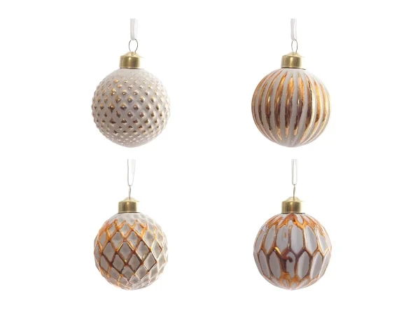 Елочное украшение Шар полоска 6 см золотистый — изображение 2