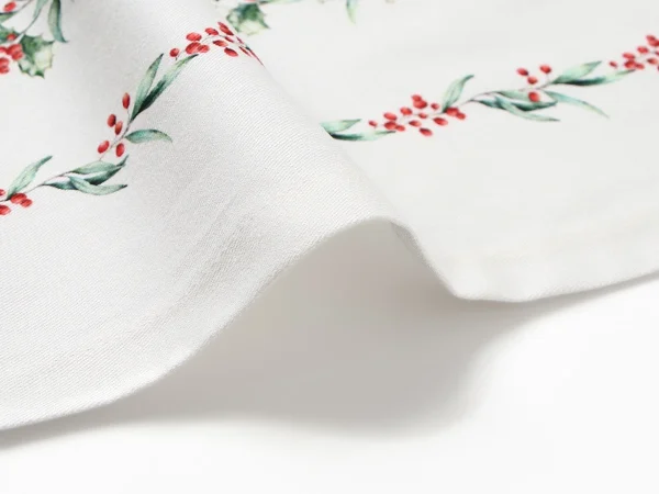 Скатерть новогодняя Веточки 149х180 см белый, зеленый — изображение 2