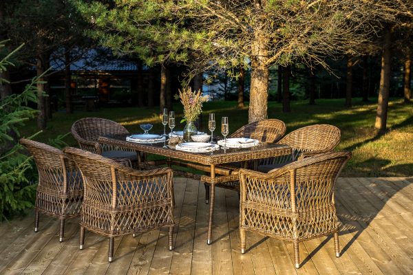 "Амароне" обеденная группа из искусственного ротанга на 6 персон, цвет коричневый — изображение 3