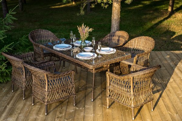 "Амароне" обеденная группа из искусственного ротанга на 6 персон, цвет коричневый — изображение 4