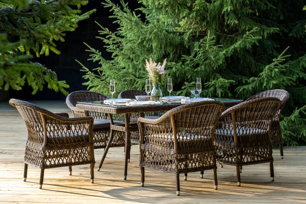 "Амароне" обеденная группа из искусственного ротанга на 6 персон, цвет коричневый — изображение 5