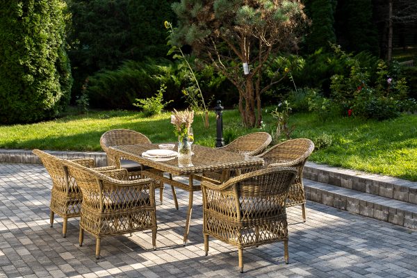 "Амароне" обеденная группа из искусственного ротанга на 6 персон, цвет соломенный — изображение 3