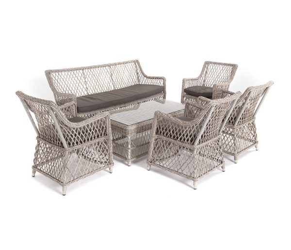 "Асти" лаунж-зона из искусственного ротанга на 6 персоны, цвет бежевый — изображение 3