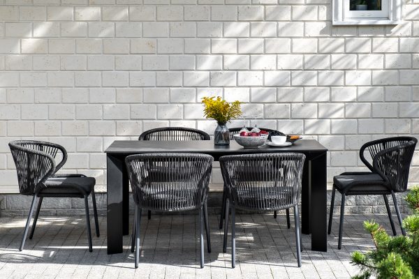 "Венето" обеденный стол из HPL 160х80см, цвет "серый гранит", каркас черный — изображение 4