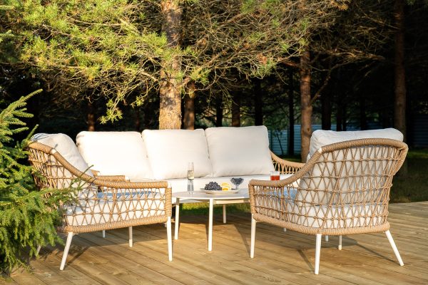 "Венеция" лаунж-зона из искусственного ротанга, цвет соломенный — изображение 4