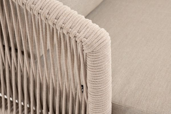 "Верона" кресло плетеное из роупа, каркас алюминий белый муар, роуп бежевый круглый, ткань бежевая 052 — изображение 5