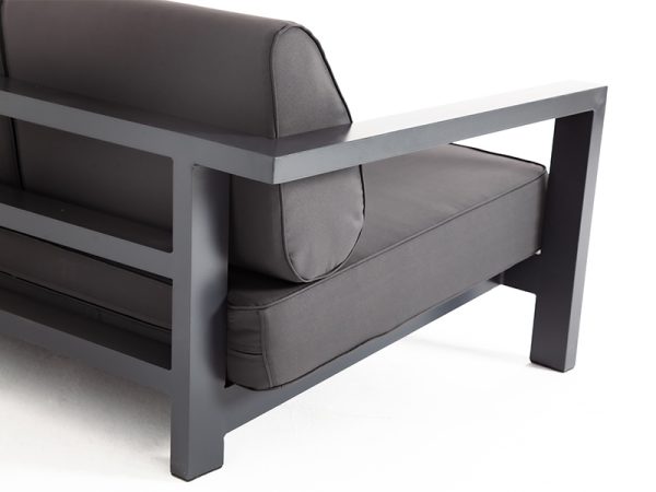 "Гранада" диван 3-местный, каркас алюминий темно-серый (RAL7024) муар, ткань темно-серая 027 — изображение 4