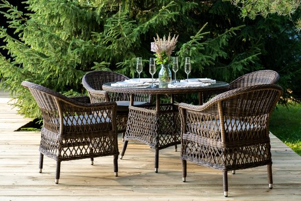 "Дольче" обеденная группа из искусственного ротанга, цвет коричневый — изображение 4