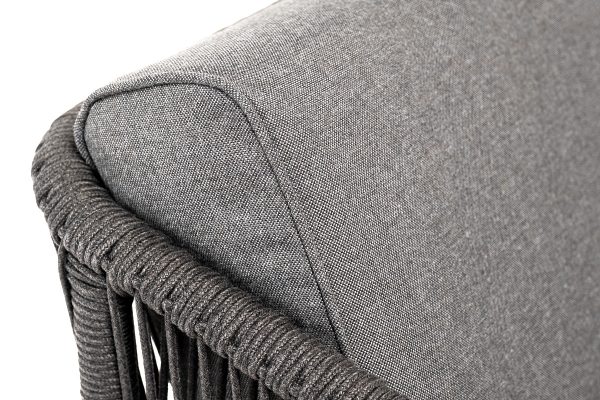 "Канны" кресло плетеное из роупа, основание дуб, роуп темно-серый круглый, ткань темно-серая 027 — изображение 5