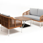 "Канны" лаунж-зона 4-местная из роупа со столом "Глория" цвет "дуб"