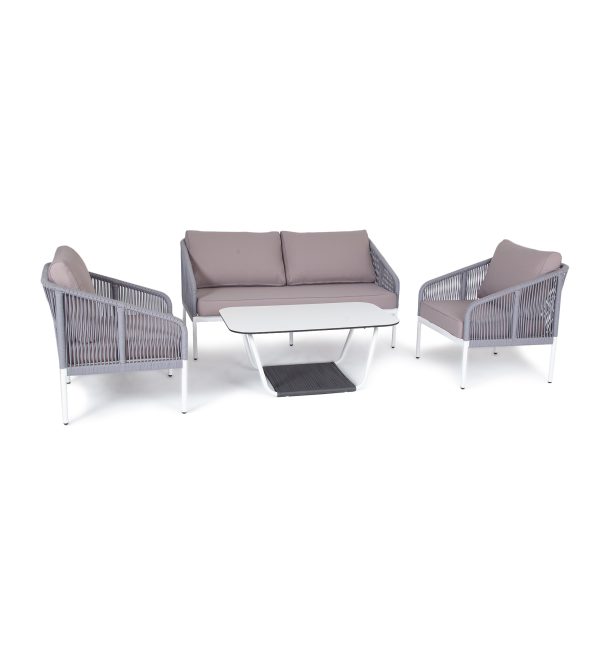 "Канны" лаунж-зона 4-местная плетеная из роупа (веревки), цвет светло-серый — изображение 3