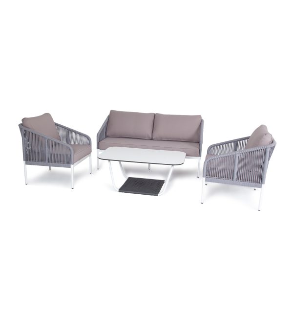 "Канны" лаунж-зона 4-местная плетеная из роупа (веревки)