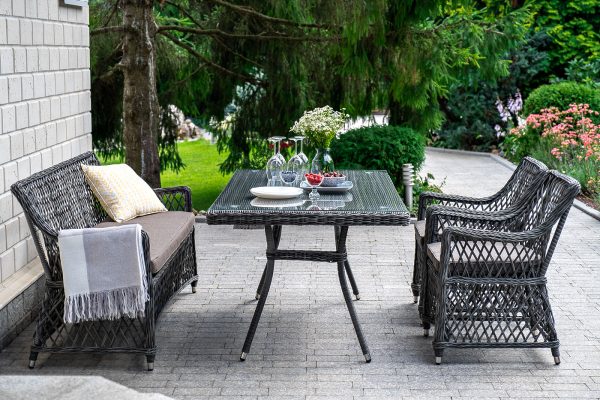 "Катания" обеденная группа плетеная на 4 персоны, цвет графит — изображение 3