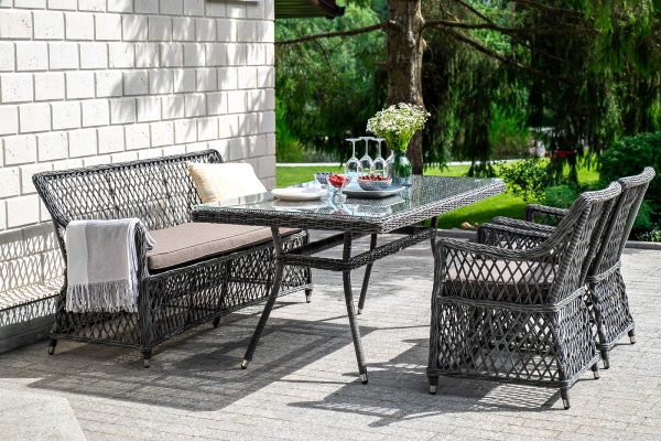 "Катания" обеденная группа плетеная на 4 персоны, цвет графит — изображение 4