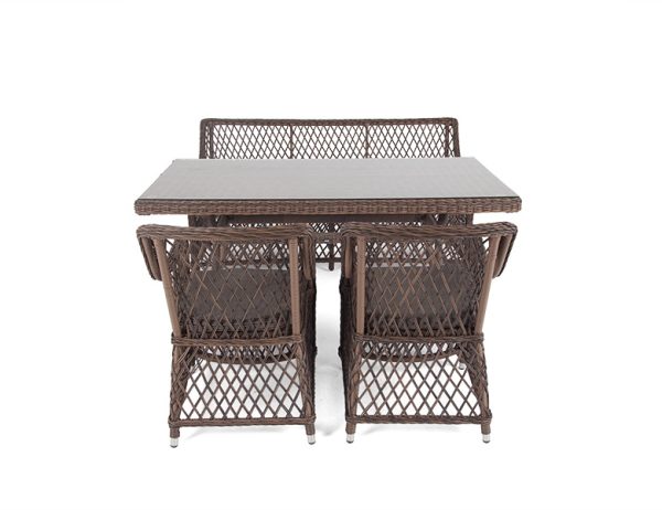 "Катания" обеденная группа плетеная на 4 персоны, цвет коричневый — изображение 4