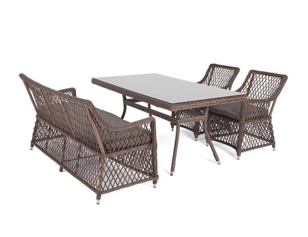 "Катания" обеденная группа плетеная на 4 персоны, цвет коричневый — изображение 5