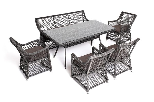 "Катания" обеденная группа плетеная на 6 персон, цвет графит — изображение 3