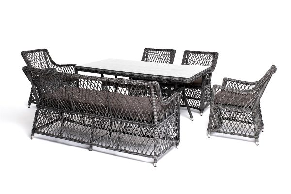 "Катания" обеденная группа плетеная на 6 персон, цвет графит — изображение 4