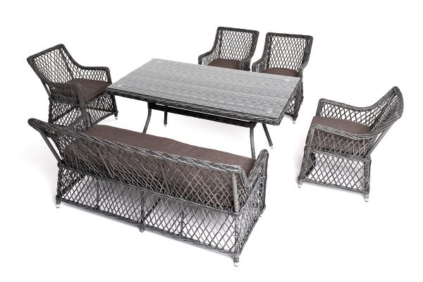 "Катания" обеденная группа плетеная на 6 персон, цвет графит — изображение 5