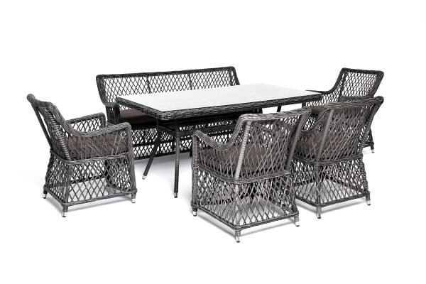 "Катания" обеденная группа плетеная на 6 персон