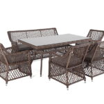 "Катания" обеденная группа плетеная на 6 персон