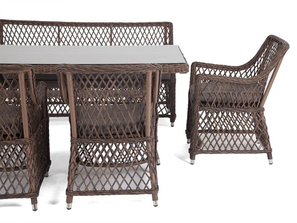 "Катания" обеденная группа плетеная на 6 персон, цвет коричневый — изображение 3