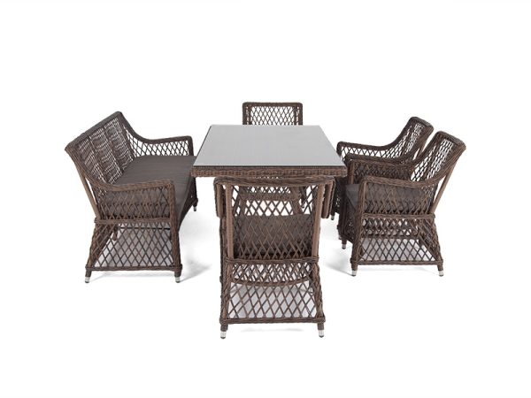 "Катания" обеденная группа плетеная на 6 персон, цвет коричневый — изображение 4