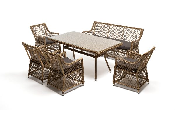 "Катания" обеденная группа плетеная на 6 персон, цвет соломенный — изображение 3