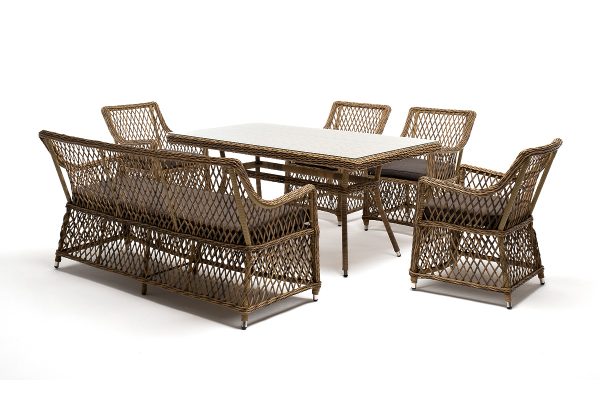 "Катания" обеденная группа плетеная на 6 персон, цвет соломенный — изображение 4