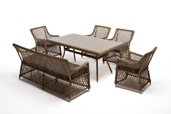 "Катания" обеденная группа плетеная на 6 персон, цвет соломенный — изображение 5