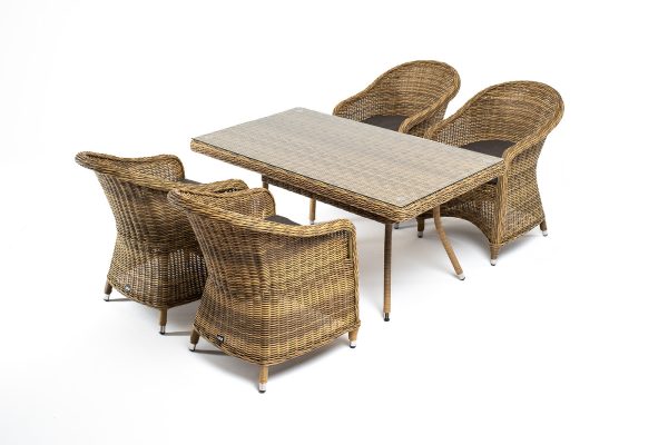 "Латте–140 R" обеденная группа плетеная, цвет соломенный — изображение 4