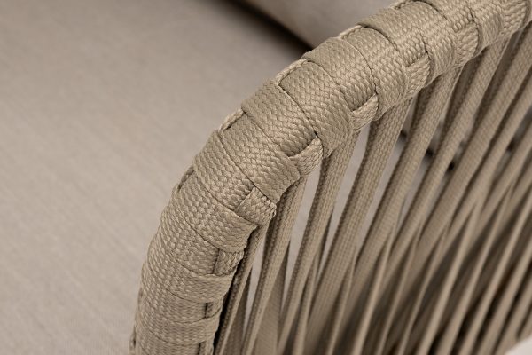 "Мальорка" кресло плетеное из роупа, основание дуб, роуп серо-коричневый 23мм, ткань бежевая 052 — изображение 5