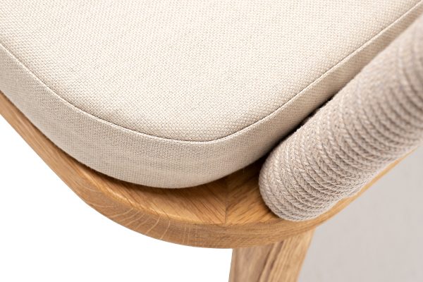 "Марсель" стул плетеный из роупа, основание дуб, роуп бежевый круглый, ткань бежевая 052 — изображение 5