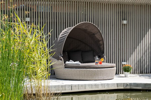 "Стильяно" плетеная кровать круглая, цвет бежевый — изображение 5