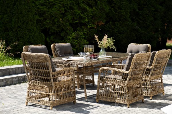 "Цесена" обеденная группа плетеная из искусственного ротанга, цвет соломенный — изображение 3