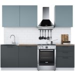 Кухонный гарнитур «Равенна Сити» 180см 60x60, Сумеречный голубой/Антрацит